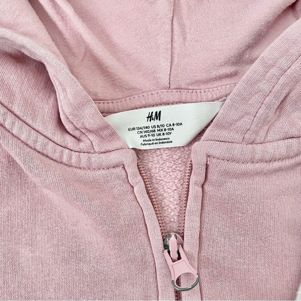 H&M girls Pink and Gray zip up Hoodies sweatshirts bundle of 2 - Picture 2 of 3